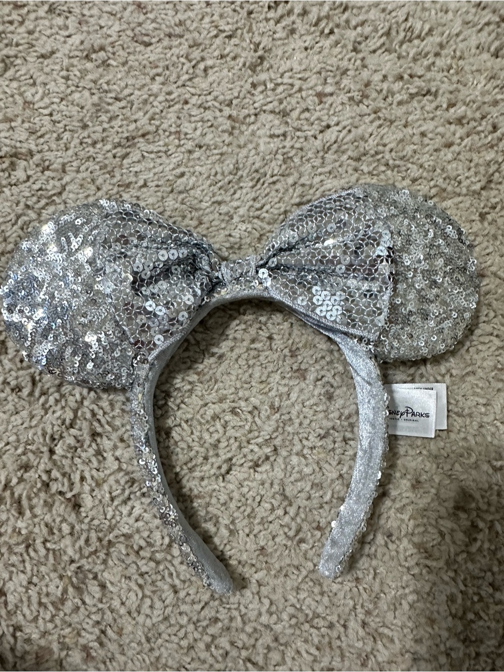 Disney Silver Sequin Minnie Ears Headband